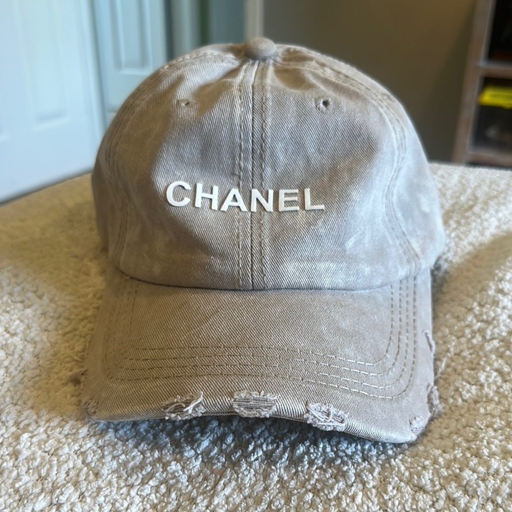 Beige Distressed Cap